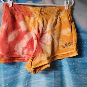 RawGear NWT‎ Orange/Yellow Tie Dye Gym Shorts Women's Size XL